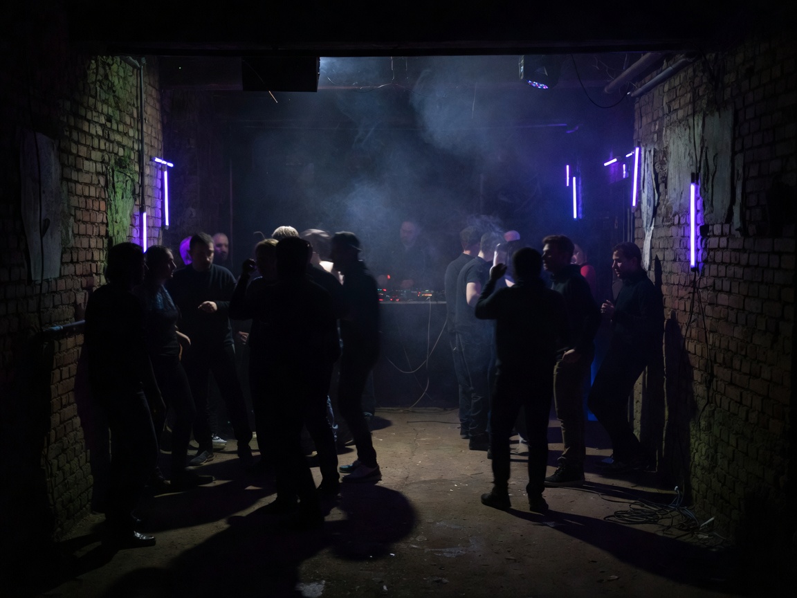 Atmospheric low-lit underground club in Bucharest
